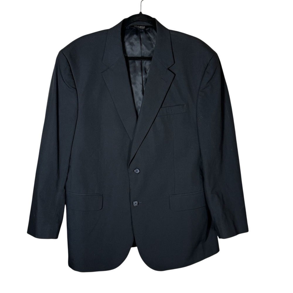 Jos A Bank Blazer Mens 44R Black 2 Button Sports Coat Suit Jacket Modern Career